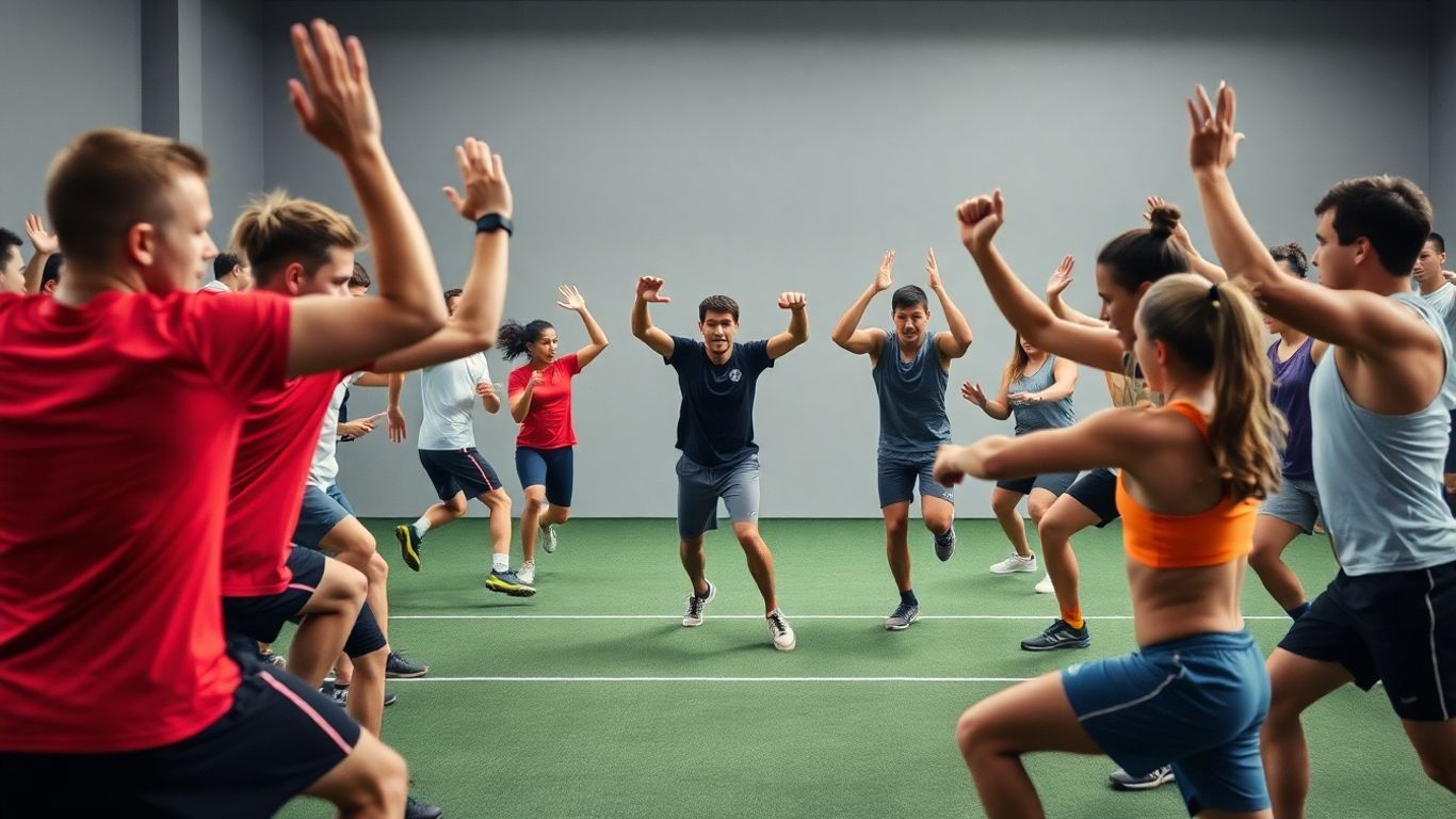 Sportler bei verschiedenen Trainingsmethoden im Unterricht