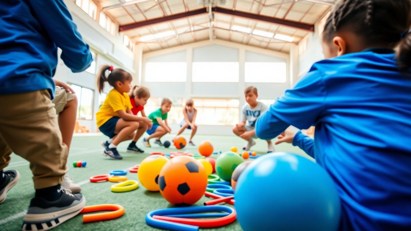 Schüler bei sportlicher Aktivität im Unterricht.